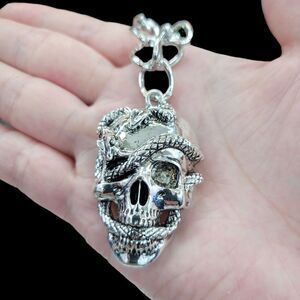 Brand New Skull Head Silver Necklace #1